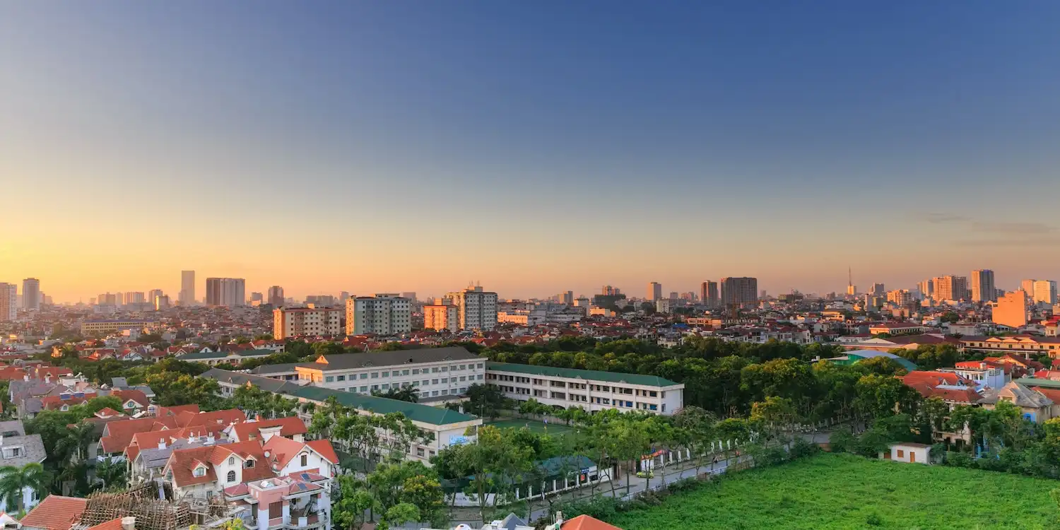 Drone shot of a city