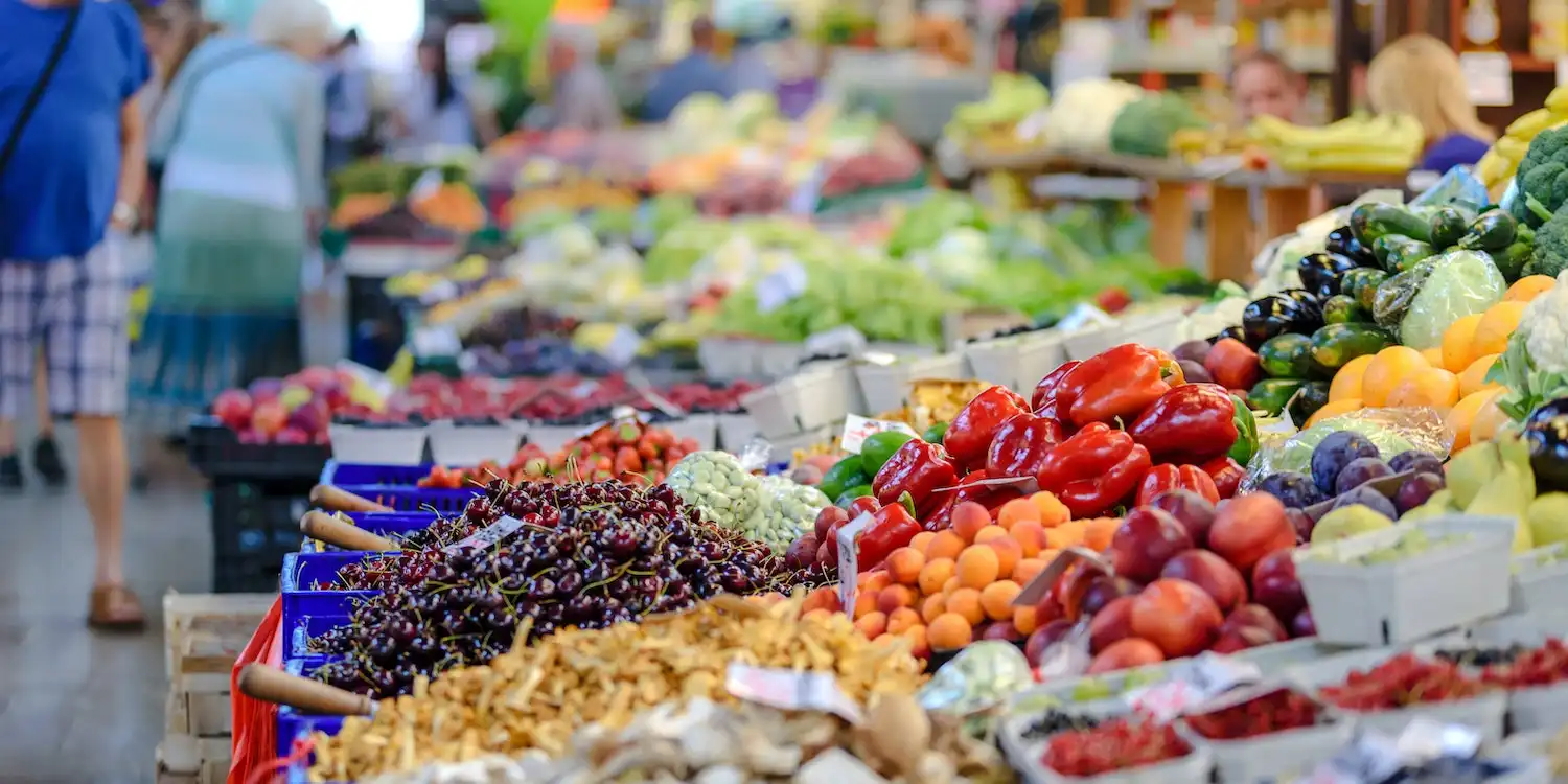 vegetables in a basket at the market
